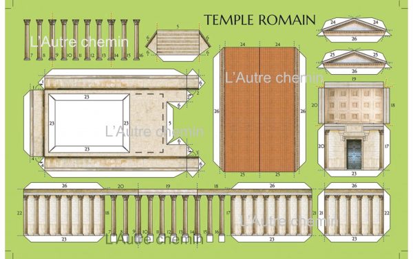 Maquette papier à découper d'un temple romain
